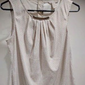 BANANA REPUBLIC TAN AND WHITE SLEEVELESS TOP METAL DETAIL HEXGANALPRINT SIZE S